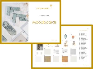 Coastal Luxe Sneak Peek Moodboard - Coco Interiors